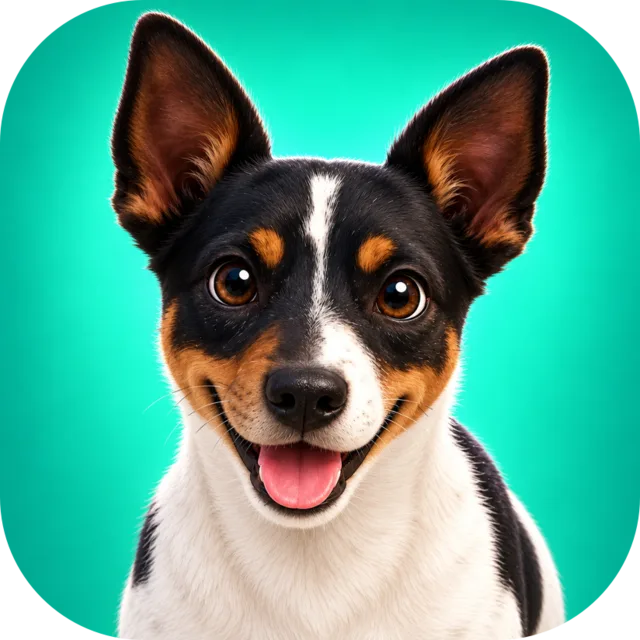 The Cortex Shelf icon, a smiling black, white and tan dog on a turquoise rounded square.